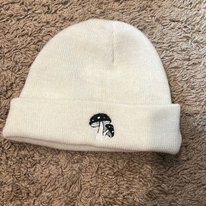 White mushroom beanie
